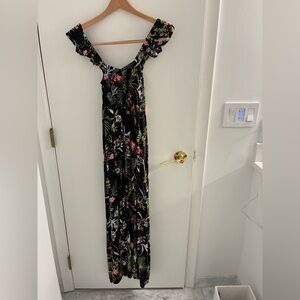 Raviya Black Floral Maxi Dress with stretch corset top. Size S.